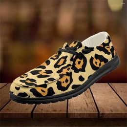 Casual Shoes INSTANTARTS Fashion Brown Leopard Print Loafers Breathable Sneakers Men's Slip-On Non-slip Business Driving Flats