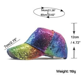 Ball Caps New Rainbow Sequins Baseball Cap For Women Summer Cotton Hat Girls Snapback Hip hop hat Gorras Casquette Bones Girl Party hat