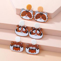 Dangle Earrings Cute Tiger Woman Multicolor Cartoon Animal Acrylic Drop For Girl Birthday Gift