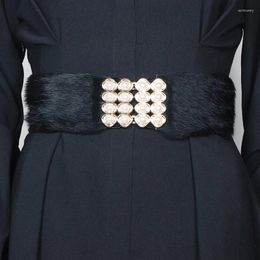 Belts Women's Fashion Vintage Faux Fur Elastic Corset Female Cummerbund Coat Waistband Dress Decration Wide Belt J173