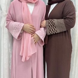 Ethnic Clothing Eid Al-Adha Muslim Women Embroidery Maxi Dress Dubai Open Abaya Turkey Kaftan Ramadan Islam Kimono Cardigan Robe Djellaba