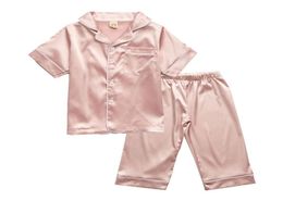 Children Silk Pyjamas Kids Summer Pyjamas Set for Girls Boys 2020 Toddler Home Sleepwear Clothes Teens Nightwear Clothing T2009011531318