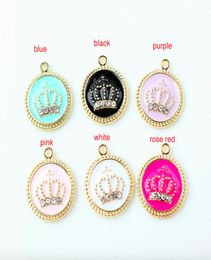 100pcs Gold Tone 1720mm Enamel Crown Charms Oil Drop Crystal Crown Pendant Fit Bracelet DIY Fashion Jewellery Accessories6150061