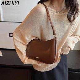 Shoulder Bags PU Leather Bag For Women Vintage Underarm Top Handle Retro Cross Body Shopper Luxury Design Handbag Purse 2024