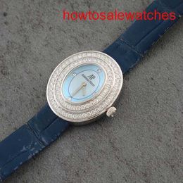 Womens AP Wrist Watch 67395BC Female Light Blue Plate Original Diamond 18K White Gold Quartz Womens Watch