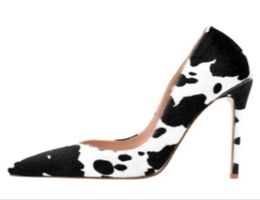 2022 Spring Autumn New Stiletto Shoes Sexy High Heels Novel Special Cow Pattern Fashion Print Shoes Chemical Fiber Women039s Pu2609996