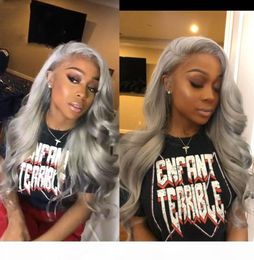 Grey Colour Full Lace Human Hair Wigs 150 Density Virgin Brazilian Remy Hair Wavy Lace Frontal Wig Glueless With Pre Plucked7361752