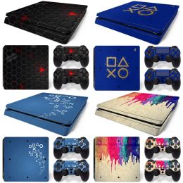 Joysticks For PS4 Slim Console and 2 Controllers Skin Sticker PS4 Geometry Design Removable Cover PVC Vinyl