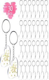 Acrylic Keychain Blank Heart Shaped Monogrammed Clear Discs Circles With Metal Split Key Chain Keyrings DIY Valentine039s Day G4526289