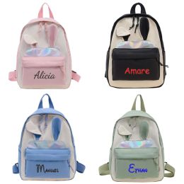 Backpacks Personalized Embroidered Rabbit Backpack for Girls, Cartoon Cute Backpack, Custom Name Waterproof Elementary Middle Schoolbag