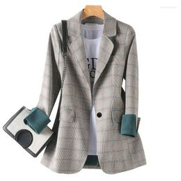 Women's Suits Fashion Business Interview Plaid Women Work Office Ladies Long Sleeve Spring Casual Blazer