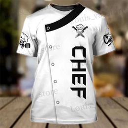 Men's T-Shirts Chef Shirt Mens T-shirt 3D Custom Printed Men Clothing O Neck Oversized Cheap Round Neck Tops Male Vintage Punk Strtwear Ts T240419