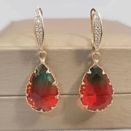Dangle Earrings MKOPSZ Coloured Tourmaline Drop Shape Crystal For Women Fashion Zircon Earring Jewellery Luxury Accessories Gifts