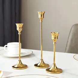 Candle Holders 3pcs European Luxury Plating Golden Black Tall Holder Metal Home Decoration Desktop Wedding Ornaments Stick Stand