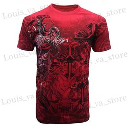 Men's T-Shirts Vintage Men Clothing Summer Casual y2k Tops Women Oversized T Shirts Fashion Sport Gym Short Slve 3D Printed Crosses camisetas T240419