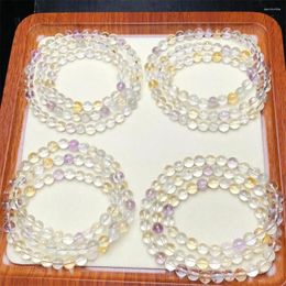 Link Bracelets 6.5MM Natural Five Crystal Bracelet Smooth Gemstone Reiki Healing Jewellery Energy Holiday Gift 1pcs