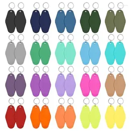 Keychains 40 PCS El Keychain Blank With Key Rings 20 Colours Plastic Rhombus Motel For DIY And Luggage Tag Durable