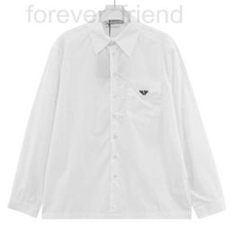 Men's Casual Shirts designer High version 2024 early spring new P family triangular iron standard bag poplin long sleeved white shirt TYON