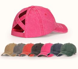 cap women039s Cross hat solid back opening summer Baseball Cap Ponytail hole8998830