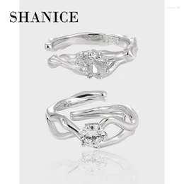 Cluster Rings SHANICE S925 Sterling Silver Hollow Trendy Clear CZ Romantic Love Ring For Women Fine Wedding Jewellery Gifts