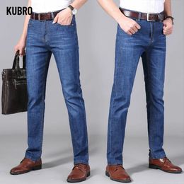 Kubro Men Business Stretch Jeans Jeans coreanos de moda direta jeans versátil calças largas calças modernas 240418