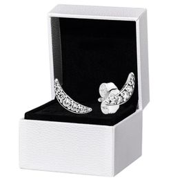 Sparkling Crescent Moon Stud Earrings Original box for 925 Sterling Silver CZ crystal Women party Jewellery Earring set5998152