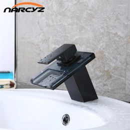 Bathroom Sink Faucets 3 LED Color Changing Waterfall Faucet Vanity Mixer Tap Oil Rubbed Bronze A1008