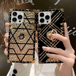 Cell Phone Cases Trendy brand suitable for iPhone 15 PRO new style Phantom Flower phone case Samsung S24U square anti drop H240419
