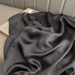 Scarves Luxury Silk Scarf 90 180cm Women Solid Color Soft Smooth Head Wrap Hijab Outdoors Muffler Long Shawl Beach Towel Fashion