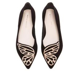 Sophia Webster Lady suede Leather Dress Shoes Butterfly Wings Embroidery Sharp Flat Shallow Women039s Single Shoes Size 347484206