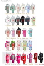 Mugs Ready To Ship Quencher Tumblers H2.0 40oz Stainless Steel Cups Silicone handle Lid Straw 2nd Generation Car mugs Water BottlesQ240419