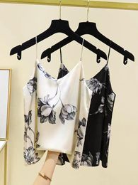 Women's Tanks 2024 Halter Vest Women Silk Satin Soft Tank Top Camisole Feminine High Quality