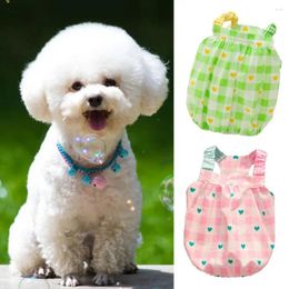 Dog Apparel Pet Camisole Dress Comfortable Soft Cotton Summer Plaid Print Cat Vest Supplies