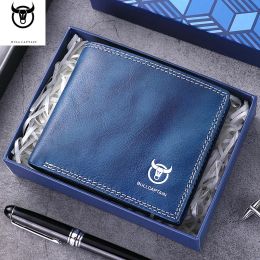 Wallets Bullcaptain Genuine Cow Leather Men Short Fold Wallet Casual Male Coin Purse Business Vintage Card Holder Money Clip Bags JYB024