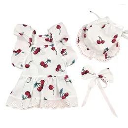 Dog Apparel Pet Dress Floral Design Set With Harness Bow Tie For Small Dogs Cats Outfit Special Occasions Birthdays