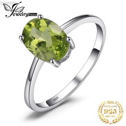 Solitaire Ring JewelryPalace Oval Green Genuine Peridot 925 Sterling Silver Rings for Women Fashion Gemstone Jewellery Solitaire Engagement Band d240419