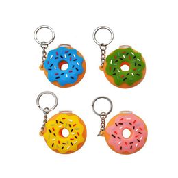 Protable Donuts Silicone Smoking Pipes Keychains Glass Pipes Key Chain Smoking Accessories