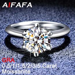 Wedding Rings 0.5/1/1.5/2/3/5 Carat Moissanite Rings for Women 18K White Gold 925 Sterling Silver Crown Lab Diamond Wedding Ring Fine Jewellery 240419