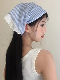 Scarves Plaid Triangle Headband For Women&Girls All-Match Cotton Scarf Triangular Binder Neck Protection Tie-up Travel Hair Ribbon