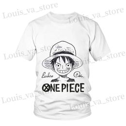 Men's T-Shirts New Cute One Piece T-shirt Childrens Summer Cute Game Luffy 3D Print Fashion Harajuku Casual Short Slve Clothing 4-14 Years T240419