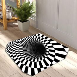 Carpets 3D Geometric Illusion Carpet Crystal Velvet Stereo Geometry Vision Trap Rug Super Soft Non-slip Washable Durable For Bedroom