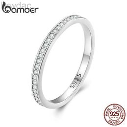 Solitaire Ring BAMOER Moissanite Wedding Band 925 Sterling Silver Eternity Rings Platinum Plated Lab Created Diamond Stackable Ring for Women d240419