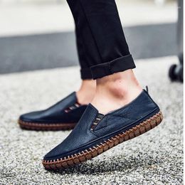 Casual Shoes 2024 Big Size Men Genuine Leather Slip On Black Real Loafers Mens Moccasins Italian Designer JKI