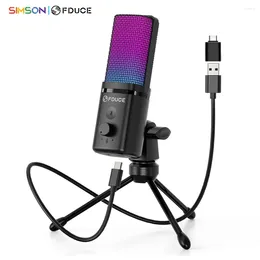 Microphones FDUCE M160-RGB USB Gaming Microphone With RGB Dynamic Colour Touch Mute Button Headphone Jack Tripod Mount For PC PS5/4