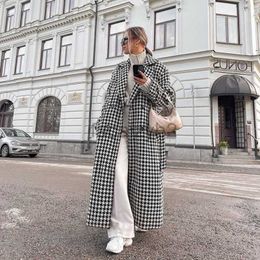 Women's Trench Coats designer Women's Autumn/Winter New Thousand Bird Checker Long Windbreaker end Fashion Coat Black and White Light Mature Coat Women