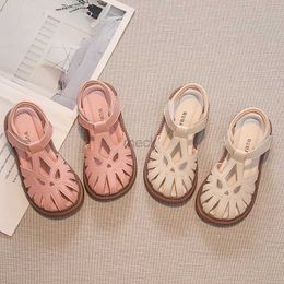 Sandals Childrens Sandals Beige Soft Bottom Non-slip Children Girls Casual Shoes Pink Fashion Lightweight Children Baby Fashion Sandals 240419