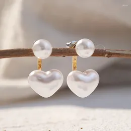 Stud Earrings Elegant Heart Pearl Drop For Women Romantic Love Dangle Wedding Party Fashion Jewelry 2024 Gift Pendientes