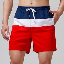 Trendy Colour Block Pattern Print Men Swim Trunks Quick Dry Drawstring Beach Shorts Mens Pants Swimwear For Summer 240417