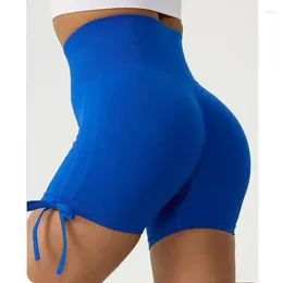 Active Shorts Side Drawstring Yoga Fitness Women's High Waist Tummy Control Leggings Scrunch BuBooty Running Sports Tights