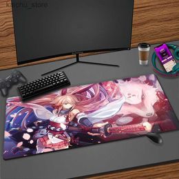 Mouse Pads Wrist Rests Honkai Impact Pink Mouse Pad XXL Mousepads Gamer Gaming Mouse Pads 900x400mm Large Computer Keyboard Mouse Mat Desk Mats Kawaii Y240419